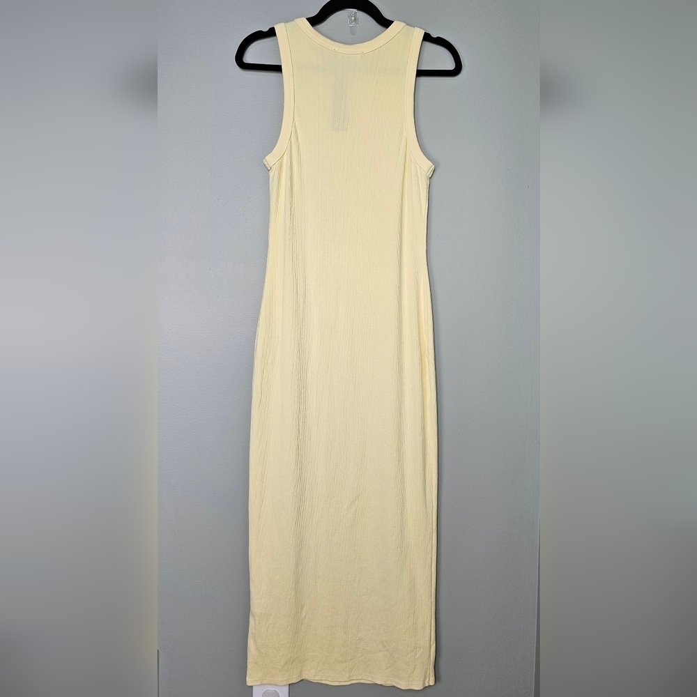 Lulus Majorly Trendy Light Yellow Ribbed Bodycon Midi Dress, Size Large - Picture 8 of 9